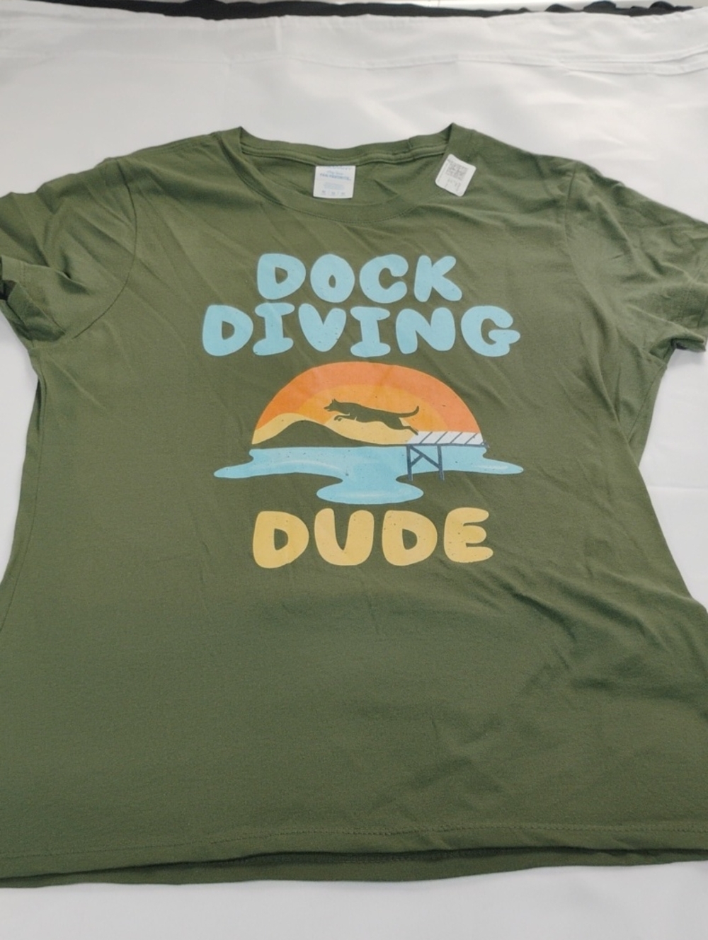 Port and Company Olive Green "Dock Diving Dude" Graphic Tee